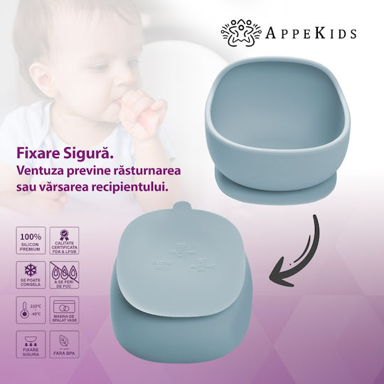 AppeKids Детска купа за храна от силикон тюркоазена