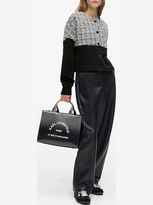 Damen Strickjacke mit Knöpfen Schwarz-bw