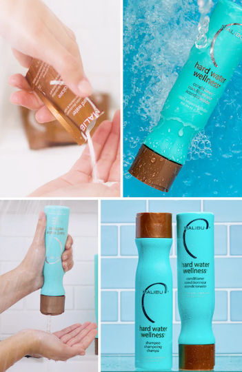 Malibu C Hard Water Wellness Set Hair Treatment Set for All Hair Types with Shampoo & Conditioner 4 Pieces