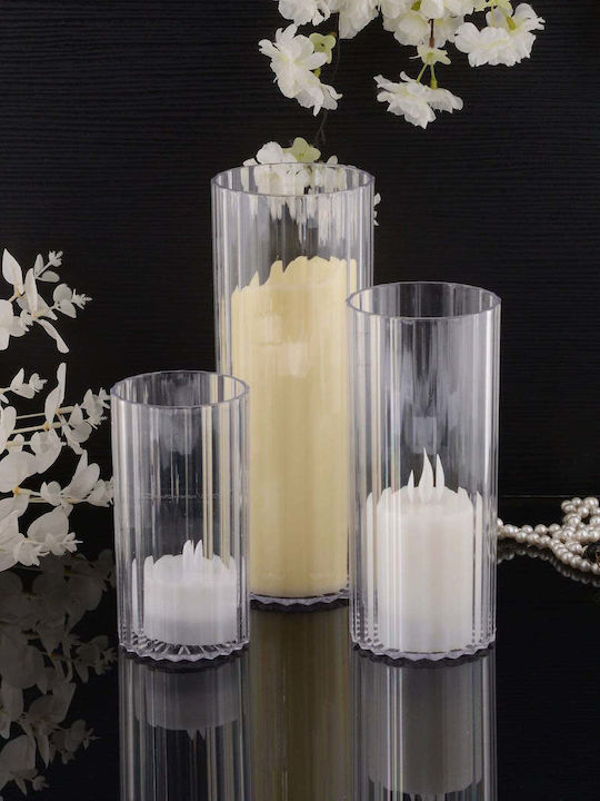 SteweHome Set of Glass Candle Holders in Orange Colour 3 Pieces