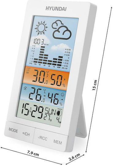 Hyundai HY-WS2050 Kabelloser Digital Wetterstation Tischplatte Weiße