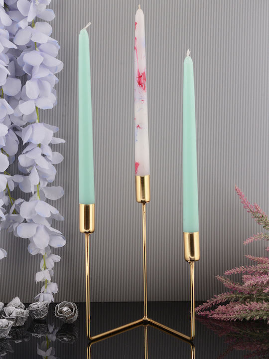 SteweHome Set Of Metal Candle Holders In Gold Colour 3 Pieces