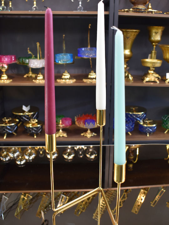 SteweHome Set Of Metal Candle Holders In Gold Colour 3 Pieces