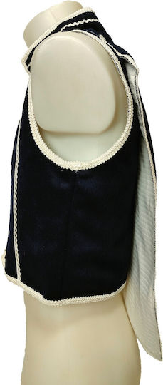 Vestă Tradițională Pentru Bărbați Tsolias Albastră Cu Galon Alb Mark224 Navy White