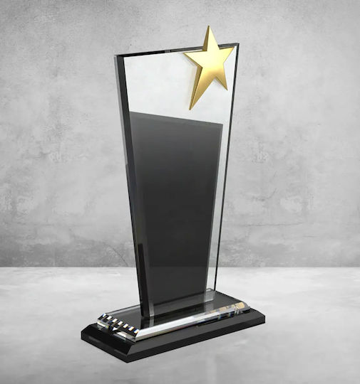 Crystal Award Double Gold Star 11x26cm Code Pb-603