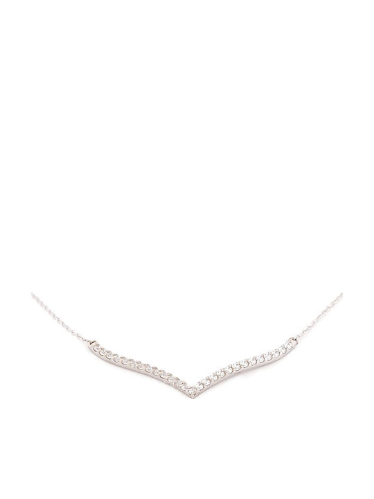 Kirkikosmima Halskette aus Weißgold 9K mit Zirkon