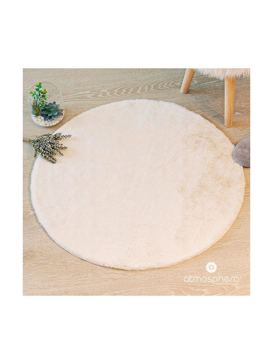 A-s Rug Round Shaggy Furry Ivoire