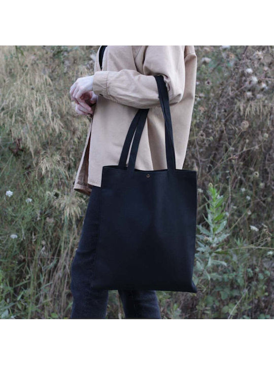 Enpapa Black Fabric Shopping Bag Extra Thick Button Type Sitsits Black 35x40 Cm