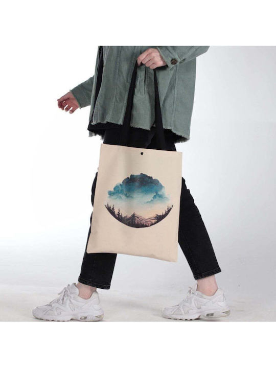 Enpapa Beige Fabric Design Shopping Bag 35x40 Cm