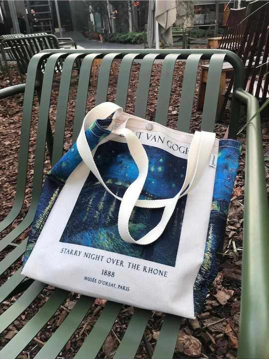 Beach Bag Made of White Canvas