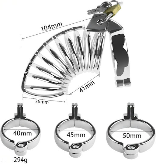 Stainless Steel Cock Cage 3 Interchangeable Rings