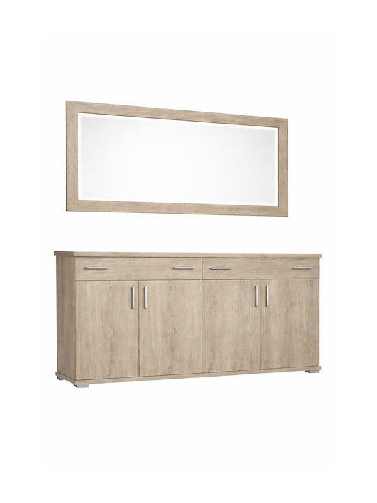 Sarris Sideboard aus Holz mit Spiegel Eiche 180x50x80cm