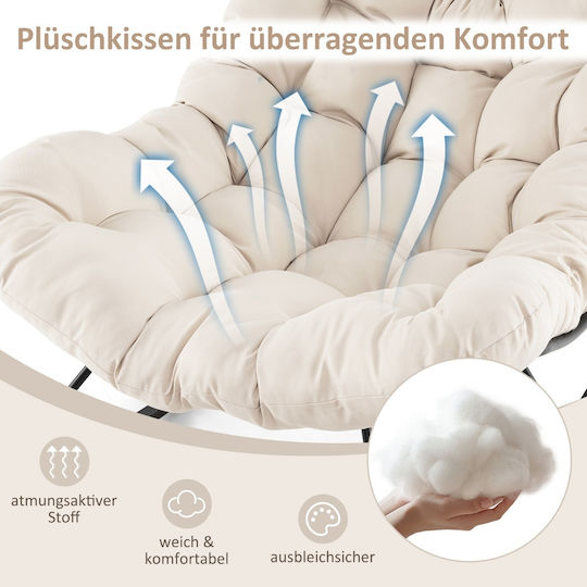 Schaukelstuhl Drehbar Beige 110x95x94cm