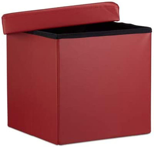 Stool For Living Room With Storage Space Red 38x38x38cm Stool For Living Room With Storage Space Red 38x38x38cm