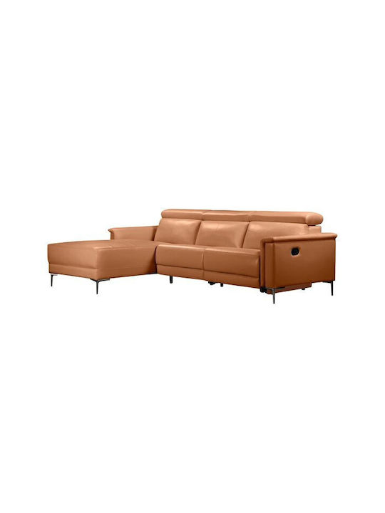 Denton 1500 Colțar Canapea Pat cu Colțul Stâng Piele Ecologică și Spațiu de Depozitare Maro 261x179x97cm