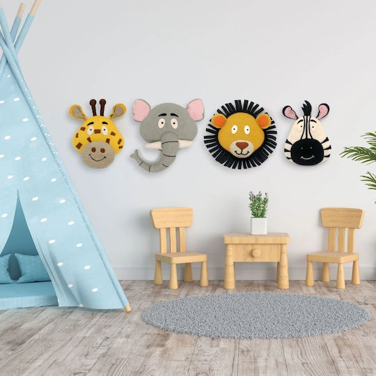 Kids Wall Decor Animals Grey 3x3x38cm