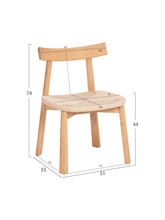 Gummi-Holz Ess- und Küchenstühle Holz Natur 2 Stück 51x55x74cm