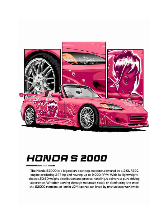 Poster Honda S 2000 Cr024 40cm X 50cm Λευκή Ξύλινη Κορνίζα-63005pd156238f55310