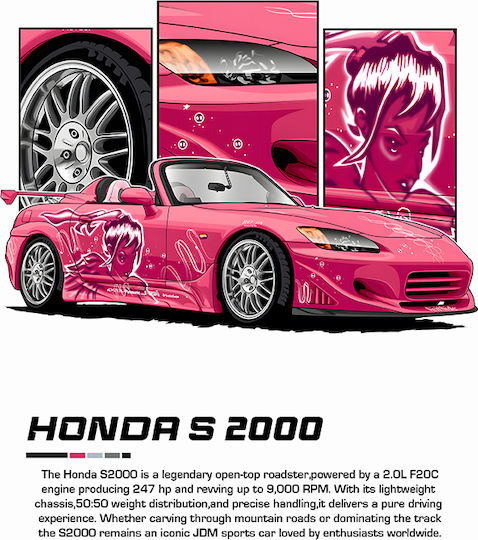 Poster Honda S 2000 Cr024 40cm X 50cm Λευκή Ξύλινη Κορνίζα-63005pd156238f55310