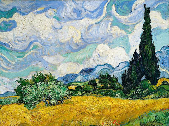 Poster Van Gogh Wheat Field Cypresses Art108 40cm X 50cm Μαύρη Ξύλινη Κορνίζα-56093pd156661f55321