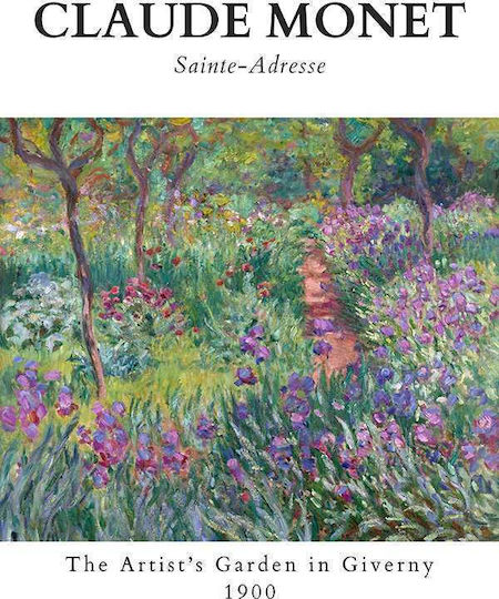 Poster Claude Monet Artists Garden In Giverny Art086 40cm X 50cm Brown Wooden Frame