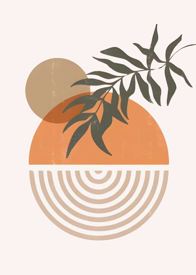 Poster Abstract Geometrical Leaf Moon Pst188 40cm X 50cm Κορνίζα Φυσικό Ξύλου Μπεζ 56145pd156612f55316
