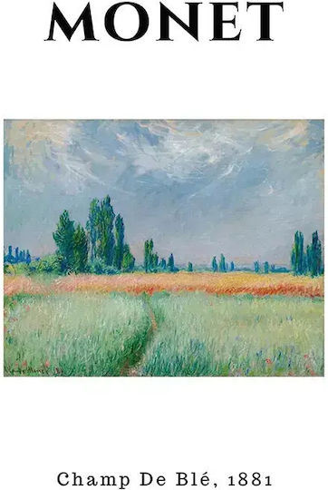 Poster Monet Champ De Ble Art010 40cm X 50cm Black Wooden Frame