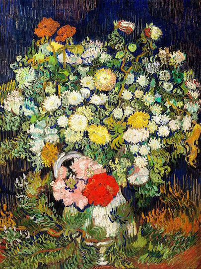 Poster Bouquet Flowers Kunst115 40cm x 50cm Premium Schwarzes Hölzernes Gemälde