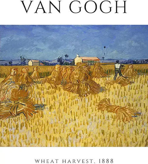 Poster Van Gogh Wheat Harvest Art097 40cm X 50cm Premium Black Wooden Frame
