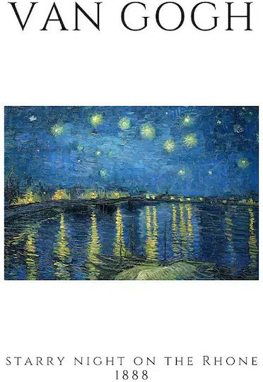 Poster Van Gogh Starry Night On Rhone Art004 40cm X 50cm Frame Natural Wood Beige 55249pd156887f55316