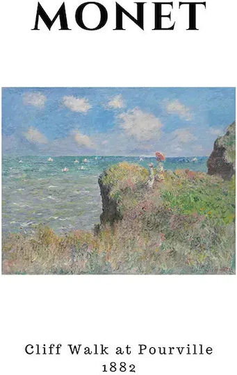 Poster Monet Cliff Walk At Pourville Art009 40cm X 50cm White Wooden Frame