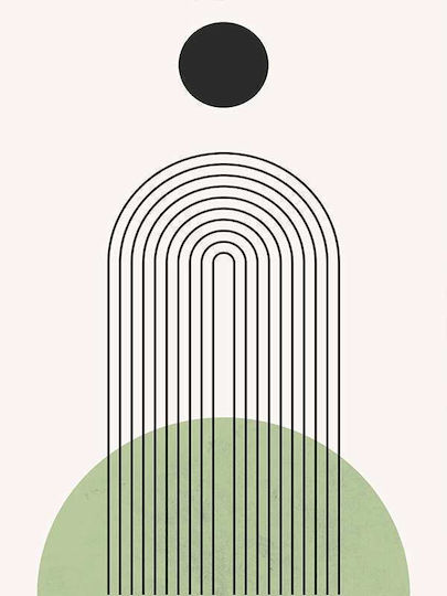 Poster Line Art In Green Shape Pst197 40cm X 50cm Κορνίζα Καφέ Ξύλου 56175pd156603f63322