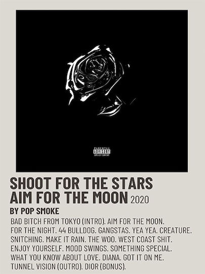 Poster Muzical Shoot Stars Aim Moon Pop Smoke Ms605 40cm X 50cm Cadru Lemn Maro