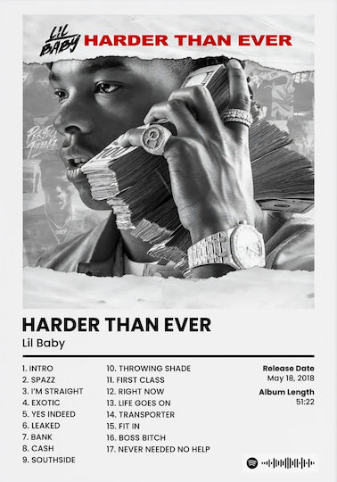 Music Poster Lil Baby Harder Than Ever Ms148 40cm x 50cm Schwarze Hölzernes Gemälde-62422pd156292f55321