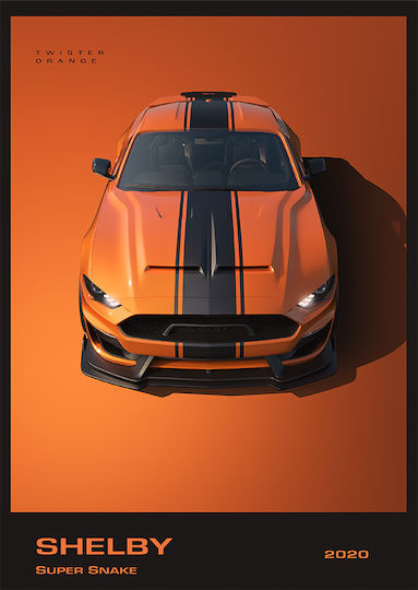 Poster Shelby Super Snake 2020 Cr006 40cm X 50cm Λευκή Ξύλινη Κορνίζα-62980pd156247f55310