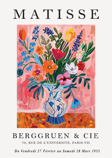 Poster Matisse Harmonius Flowers Kunst300 40cm x 50cm Rahmen Natürliche Hölzernes Beige