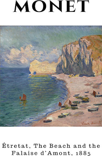 Poster Claude Monet Beach Falaise D Amont Art232 40cm X 50cm White Wooden Frame