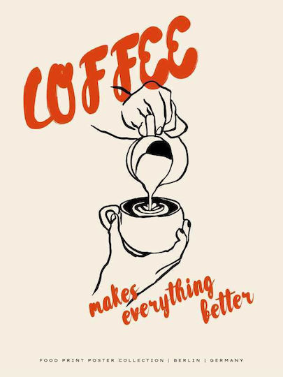 Poster Coffee Makes Everything Better Pst25352 40cm X 50cm Κορνίζα Φυσικό Ξύλου Μπεζ 62154pd156342f55316