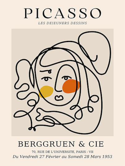 Poster Pablo Picasso Les Dejeurenes Dessins Art239 40cm X 50cm Κορνίζα Φυσικό Ξύλου Μπεζ 63766pd156091f55316