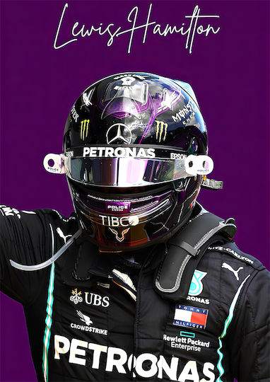 Poster Formula1 Lewis Hamilton F059 40cm X 50cm Ramă Albă Din Lemn