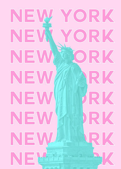 Poster New York City Pst25500 40cm x 50cm Schwarzes Hölzernes Gemälde-Keilrahmen