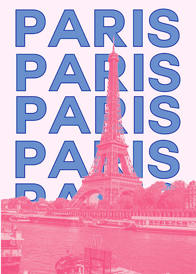 Poster Paris Pop Art Pst25513 40cm x 50cm Rahmen aus Hölzern in Braun