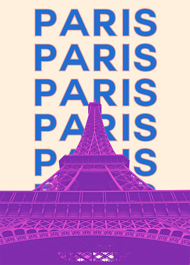 Poster Paris Pop Art Pst25521 40cm x 50cm Rahmen aus natürlichem Holz Beige