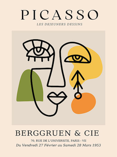 Poster Pablo Picasso Les Dejeurenes Dessins Art244 40cm X 50cm Λευκή Ξύλινη Κορνίζα-63772pd156087f55310