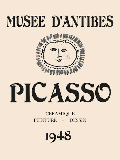 Poster Pablo Picasso Musee Antibes 1948 Art248 40cm X 50cm Λευκή Ξύλινη Κορνίζα-63779pd156083f55310