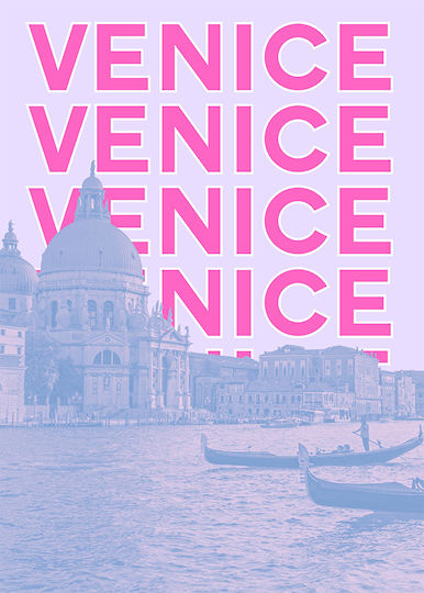 Poster Venedig Pop Art Pst25517 40cm x 50cm Weißes Hölzernes Rahmen-63387pd156105f55310