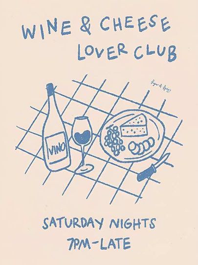 Poster Cheese & Wine Lovers Club Pst25306 40cm X 50cm Λευκή Ξύλινη Κορνίζα-62171pd156326f55310