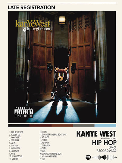 Music Poster Kanye West Late Registration Ms074 40cm X 50cm Λευκή Ξύλινη Κορνίζα-62402pd156318f55310