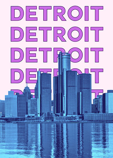 Poster Detroit Pop Art Pst25504 40cm X 50cm Μαύρη Ξύλινη Κορνίζα-63380pd156118f55321