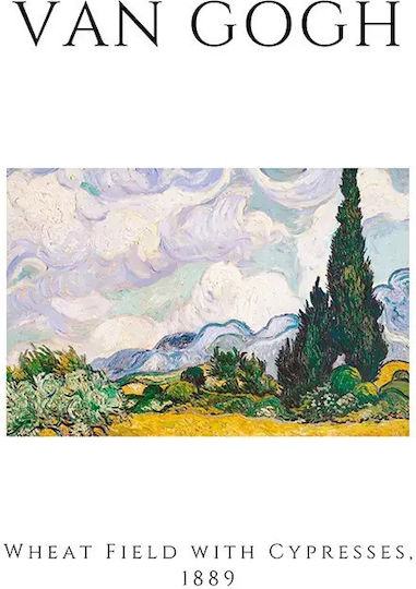 Poster Van Gogh Wheat Field Cypresses Art002 40cm X 50cm Premium Black Wooden Frame